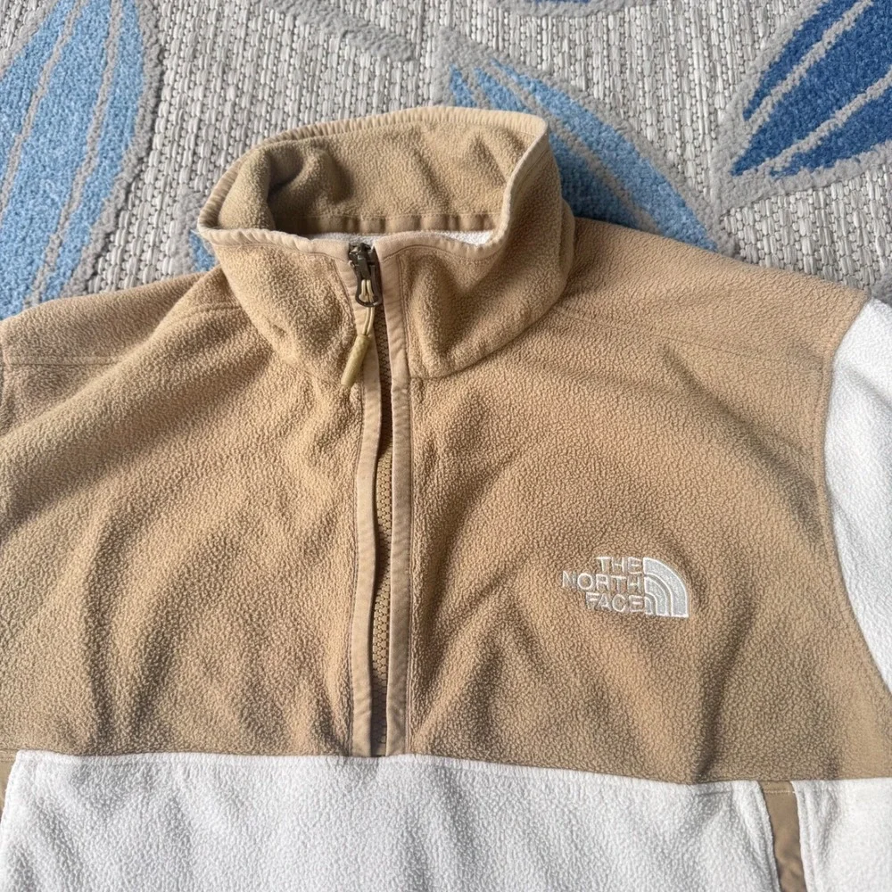 The North Face Men's Quarter Zip Cream Tan Fleece Pullover Size Small